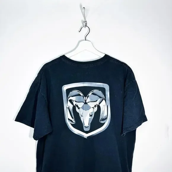 Dodge Ram Short Sleeve Graphic Logo T-Shirt Black Cotton Men Size XL - Picture 2 of 6